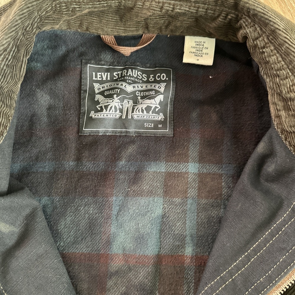 Levi Strauss Men's Trucker Jacket Rivet Black Acid Wash Corduroy Collar Medium - Picture 4 of 13